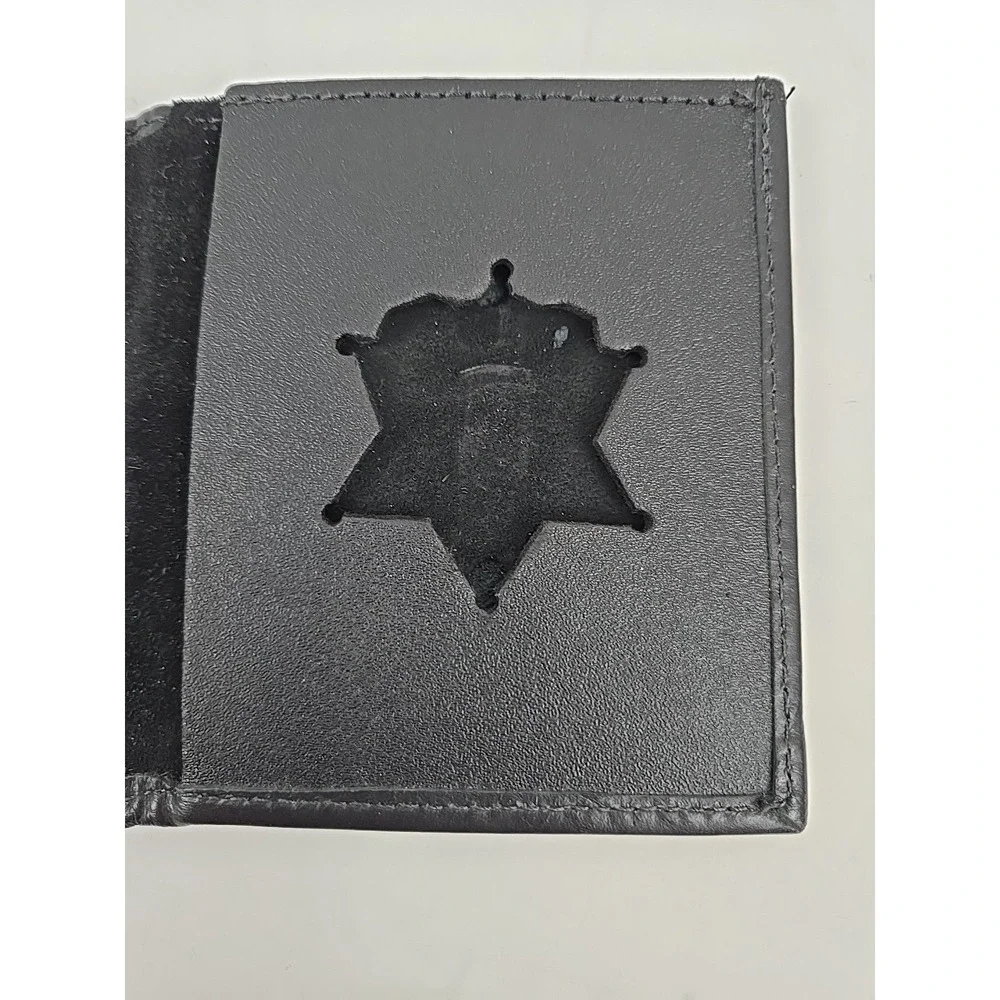 Boston Leather 6004 Recessed Badge Holder, ID Case and Wallet w CC Slots, Black